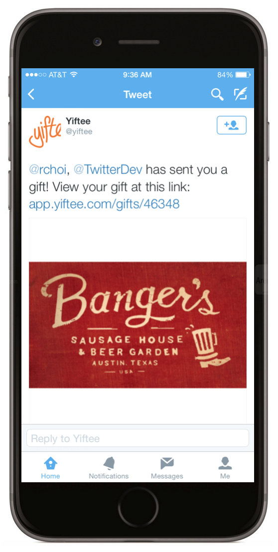 Receiving a Tweeted Gift
